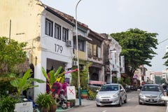 Georgetown, Penang/Malesia - circa ottobre 2015: Vecchie vie ed architettura di Georgetown, Penang, Malesia immagini stock libere da diritti Georgetown, Penang/Malesia - circa ottobre 2015: Vecchie vie ed architettura di Georgetown, Penang, Malesia immagini stock libere da diritti