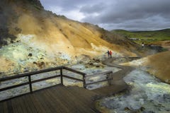 Geothermal area with hot springs on Iceland, summer stock images Geothermal area with hot springs on Iceland, summer stock images