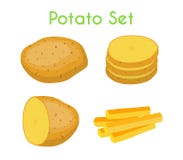 Geplaatste aardappels, frieten Beeldverhaal vlakke stijl Vector illustratie stock illustratie Geplaatste aardappels, frieten Beeldverhaal vlakke stijl Vector illustratie stock illustratie
