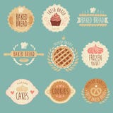 Geplaatste bakkerijetiketten, Brood, Uitstekende Illustratie vector illustratie Geplaatste bakkerijetiketten, Brood, Uitstekende Illustratie vector illustratie