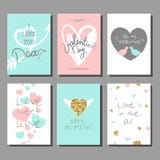 Geplaatste de Dag creatieve artistieke kaarten van Valentine ` s Vector illustratie royalty-vrije illustratie Geplaatste de Dag creatieve artistieke kaarten van Valentine ` s Vector illustratie royalty-vrije illustratie