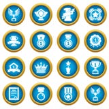 Geplaatste de koppenpictogrammen van toekenningsmedailles, eenvoudige stijl Stock Afbeelding Geplaatste de koppenpictogrammen van toekenningsmedailles, eenvoudige stijl Stock Afbeelding