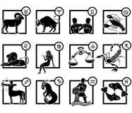 Geplaatste de Pictogrammen van de dierenriem vector illustratie Geplaatste de Pictogrammen van de dierenriem vector illustratie