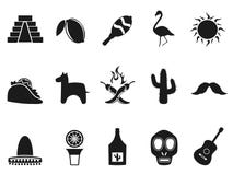 Geplaatste de pictogrammen van Mexico vector illustratie Geplaatste de pictogrammen van Mexico vector illustratie