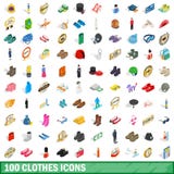 100 geplaatste klerenpictogrammen, isometrische 3d stijl vector illustratie 100 geplaatste klerenpictogrammen, isometrische 3d stijl vector illustratie