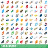 100 geplaatste pictogrammen van DJ, isometrische 3d stijl Stock Afbeeldingen 100 geplaatste pictogrammen van DJ, isometrische 3d stijl Stock Afbeeldingen