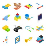 Geplaatste speelgoed isometrische 3d pictogrammen vector illustratie Geplaatste speelgoed isometrische 3d pictogrammen vector illustratie