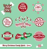 Geplaatste vector: Retro Etiketten van het Suikergoed van Kerstmis vector illustratie Geplaatste vector: Retro Etiketten van het Suikergoed van Kerstmis vector illustratie