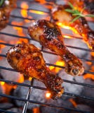 Geroosterde kippenbenen op de grill Stock Fotografie Geroosterde kippenbenen op de grill Stock Fotografie