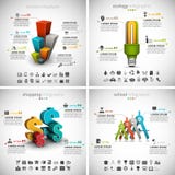 4 in 1 Geschäft Infographics-Bündel stock abbildung 4 in 1 Geschäft Infographics-Bündel stock abbildung