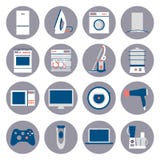 Gesetzte Ikonen des flachen Designs von Haushaltsgeräten stock abbildung Gesetzte Ikonen des flachen Designs von Haushaltsgeräten stock abbildung