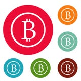 Gesetzter Vektor des Bitcoin-Zeichenikonen-Kreises lizenzfreie abbildung Gesetzter Vektor des Bitcoin-Zeichenikonen-Kreises lizenzfreie abbildung