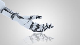 Gest för robothandvisning som isoleras på vit bakgrund vektor illustrationer Gest för robothandvisning som isoleras på vit bakgrund vektor illustrationer