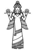 Gestileerde godin Ishtar Karakter van Sumerische mythologie de volledige groei stock illustratie Gestileerde godin Ishtar Karakter van Sumerische mythologie de volledige groei stock illustratie