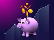 Gestão de investimento empresarial dourada de salvamento da moeda do dólar do mealheiro do dinheiro que introduz no mercado o pro ilustração do vetor Gestão de investimento empresarial dourada de salvamento da moeda do dólar do mealheiro do dinheiro que introduz no mercado o pro ilustração do vetor