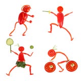 Gesundes Essen Kleine lustige Leute gemacht vom Gemüse und von der Frucht Stockfotos Gesundes Essen Kleine lustige Leute gemacht vom Gemüse und von der Frucht Stockfotos