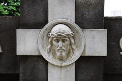 Gezicht van Jesus Christ op het monument royalty-vrije stock foto's Gezicht van Jesus Christ op het monument royalty-vrije stock foto's