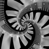 Geïsoleerd op zwarte abstracte spiraalvormige die fractal van schroef van de de ventilator de zilveren lucht van de vrachtwagendi royalty-vrije illustratie Geïsoleerd op zwarte abstracte spiraalvormige die fractal van schroef van de de ventilator de zilveren lucht van de vrachtwagendi royalty-vrije illustratie