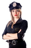 Geïsoleerdee de politie van de vrouw royalty-vrije stock foto Geïsoleerdee de politie van de vrouw royalty-vrije stock foto