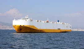 Giant Cargo Ship In Sea Stock Photo