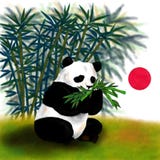 Giant panda sitting and eating bamboo The Spirit of Asia, vector illustration Giant panda sitting and eating bamboo The Spirit of Asia, vector illustration