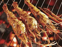 Giant River Prawn (Malaysian Shrimp) Grilled Royalty Free Stock Image