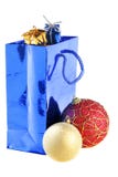 Gift Bag And Christmas Balls Stock Photo