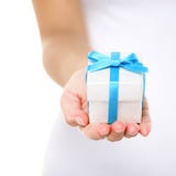 Gift box / present or christmas gift hand close up stock images Gift box / present or christmas gift hand close up stock images
