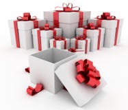 Gift Boxes And Open Gift Box Stock Images