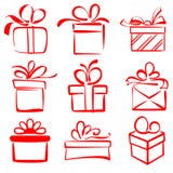 Gift boxes icon set sketch vector illustration