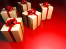 Gift S With Surprise On Red Stock Photography