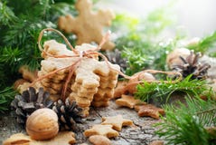 Ginger Cookies Snowflakes In Christmas Composition Stock Image Ginger Cookies Snowflakes In Christmas Composition Stock Image
