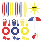 Giocattoli grafici della spiaggia di divertimento di estate Fotografia Stock Giocattoli grafici della spiaggia di divertimento di estate Fotografia Stock
