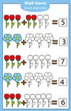 Gioco educativo di per la matematica per i bambini Conteggio delle equazioni Foglio di lavoro dell'aggiunta Fotografie Stock Libere da Diritti Gioco educativo di per la matematica per i bambini Conteggio delle equazioni Foglio di lavoro dell'aggiunta Fotografie Stock Libere da Diritti