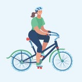 Giovane donna sulla bicicletta illustrazione di stock Giovane donna sulla bicicletta illustrazione di stock