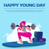 Giovane palestra felice delle donne di giorno royalty illustrazione gratis Giovane palestra felice delle donne di giorno royalty illustrazione gratis
