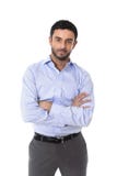 Giovane uomo attraente di affari che sta in ritratto corporativo isolato su fondo bianco Immagini Stock Libere da Diritti Giovane uomo attraente di affari che sta in ritratto corporativo isolato su fondo bianco Immagini Stock Libere da Diritti