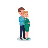 Giovani coppie felici che abbracciano, pancia commovente dell'uomo allegro della donna incinta Moglie incinta ed il suo marito Ve royalty illustrazione gratis Giovani coppie felici che abbracciano, pancia commovente dell'uomo allegro della donna incinta Moglie incinta ed il suo marito Ve royalty illustrazione gratis