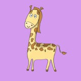 Giraffe cute on purple background. Isolated cartoon vector character stock illustration Giraffe cute on purple background. Isolated cartoon vector character stock illustration