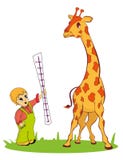 Giraffe With Small Boy Royalty Free Stock Photography