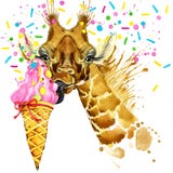 Giraffe απεικόνιση με το κατασκευασμένο υπόβαθρο watercolor παφλασμών ελεύθερη απεικόνιση δικαιώματος Giraffe απεικόνιση με το κατασκευασμένο υπόβαθρο watercolor παφλασμών ελεύθερη απεικόνιση δικαιώματος