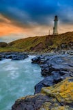 Girdle Ness Lighthouse During Sunrise In Aberdeen Royalty Free Stock Photo