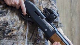 giri 12-gauge e un fucile da caccia di camo fotografia stock libera da diritti giri 12-gauge e un fucile da caccia di camo fotografia stock libera da diritti