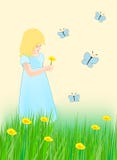 Girl And Butterflies Stock Images
