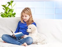 Girl And Little Puppies Stock Photos