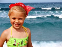 Girl And Waves Royalty Free Stock Photo