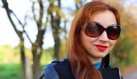 Girl autumn leaves coat sunglasses royalty free stock photo Girl autumn leaves coat sunglasses royalty free stock photo