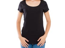 Girl in black t-shirt mockup isolated on white background copy space royalty free stock photo Girl in black t-shirt mockup isolated on white background copy space royalty free stock photo