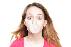 Girl blowing bubble from chewing gum Royalty Free Stock Photo Girl blowing bubble from chewing gum Royalty Free Stock Photo