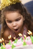Girl blowing out candles